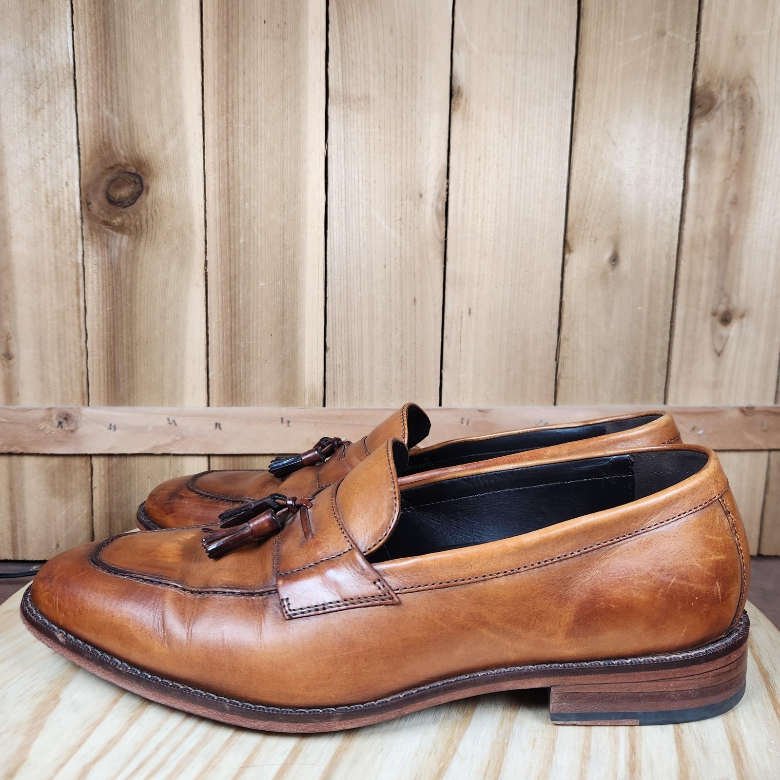 Cole Haan Tassel Loafer Shoes Mens 10 M Brown Leather Slip On Dress Square Toe